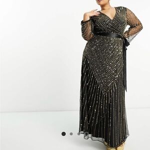 Frock and Frill Glamorous Black and Gold Sequin Gown